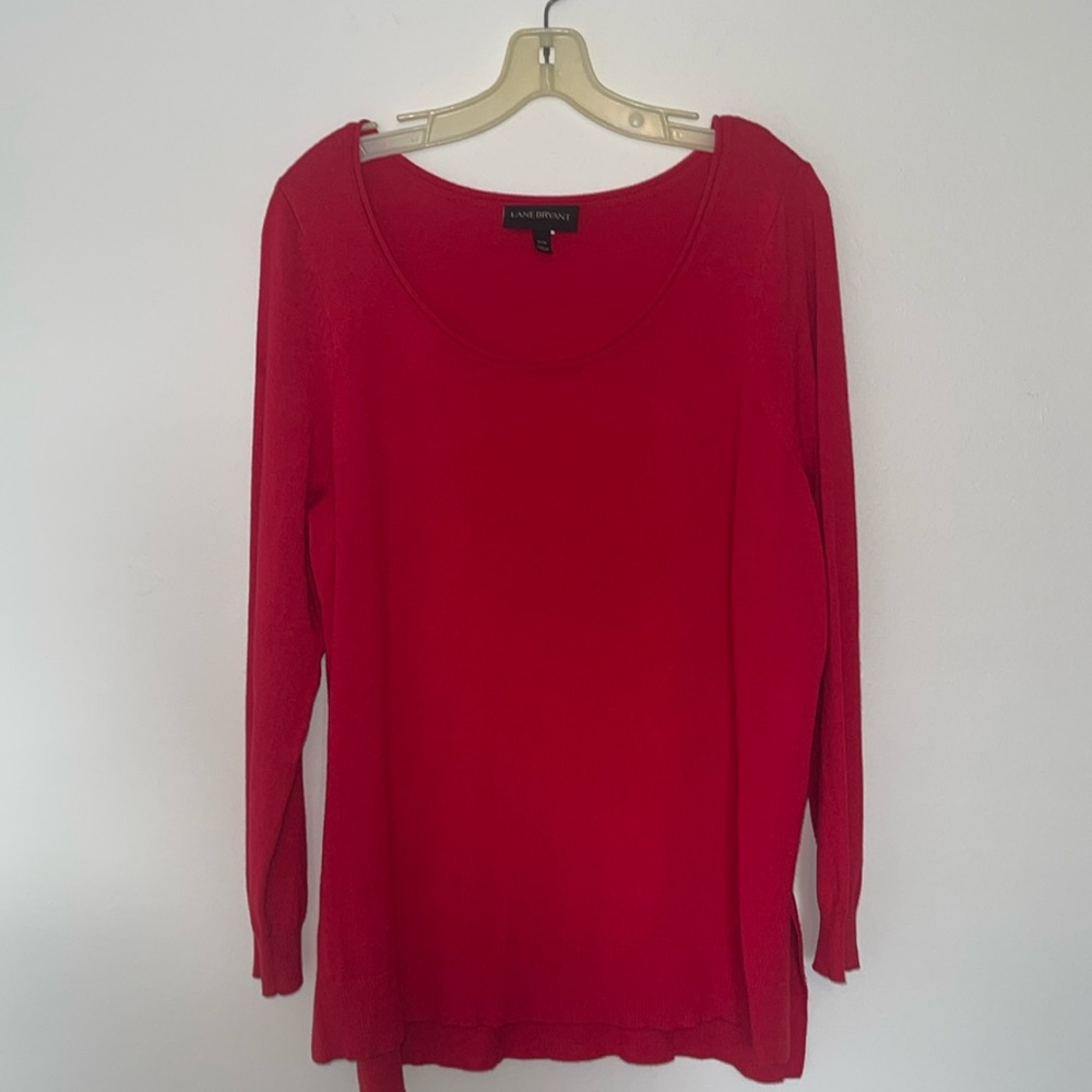 Lane Bryant Sweater Scoop Neck Tunic Red Plus Size 14/16